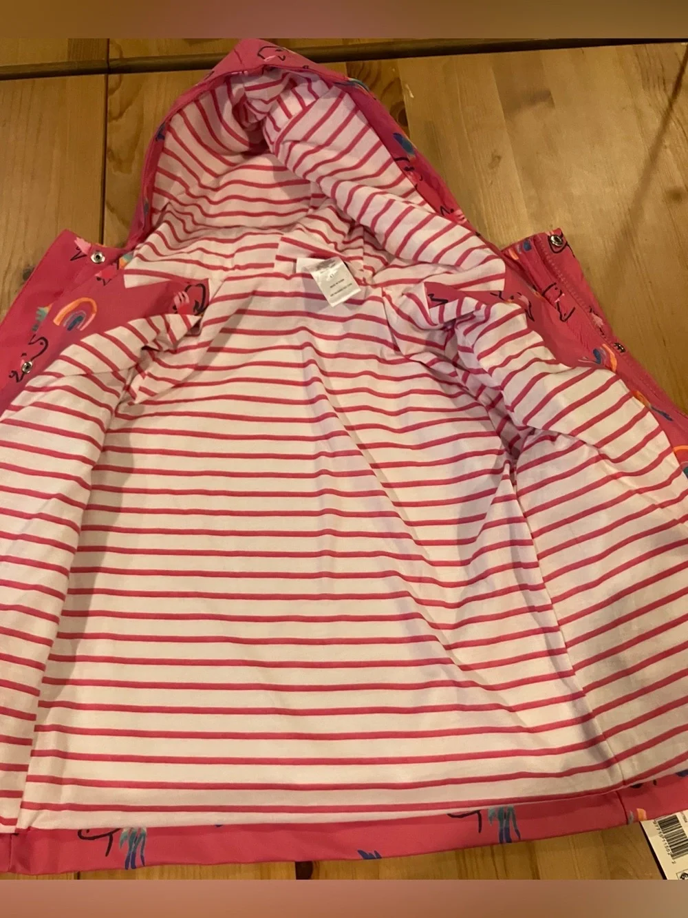NEW Berkeley Jensen Kids Pink Unicorn & Rainbow Hooded Rain Jacket Size 4T - Picture 5 of 9